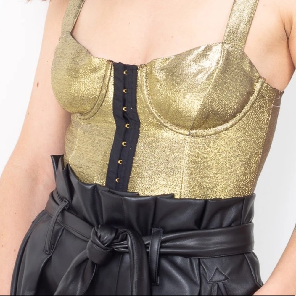 LOVERS + FRIENDS BUSTIER SPARKLY GOLD TOP